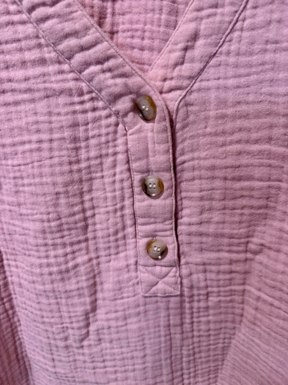 Madewell Pink Button Henley Blouse Size XS - Picture 4 of 7